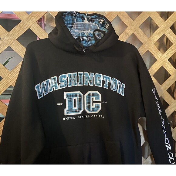 DC ONE WASHINGTON DC Pull-Over Style Black Hoodie Sweatshirt Size XL - Picture 6 of 10